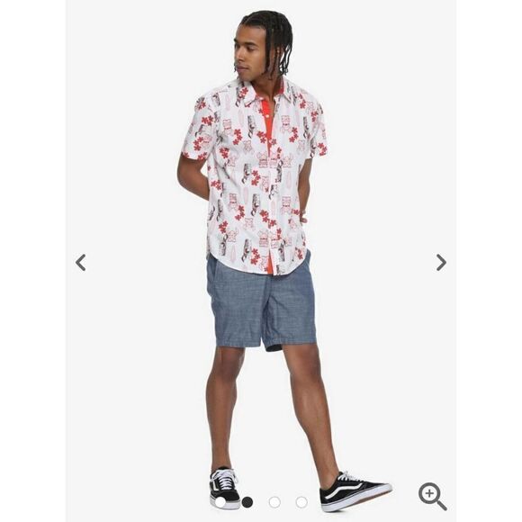 Disney Lilo & Stitch Tiki Woven Button-Up Shirt sz S - Picture 2 of 11